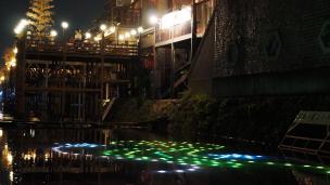 京の七夕鴨川会場の綺麗なみそそぎ川の光の演出
