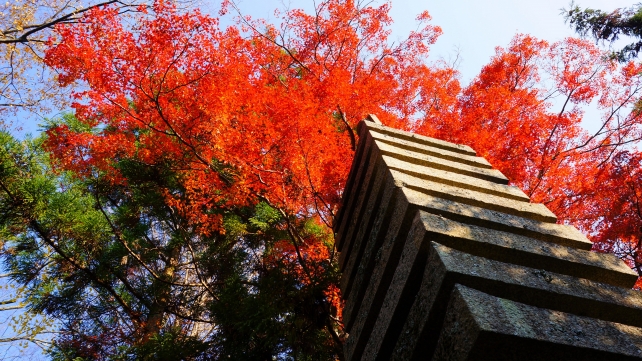 法然院の多層石塔と見ごろの紅葉
