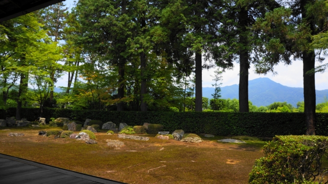 圓通寺の比叡山借景庭園と青紅葉