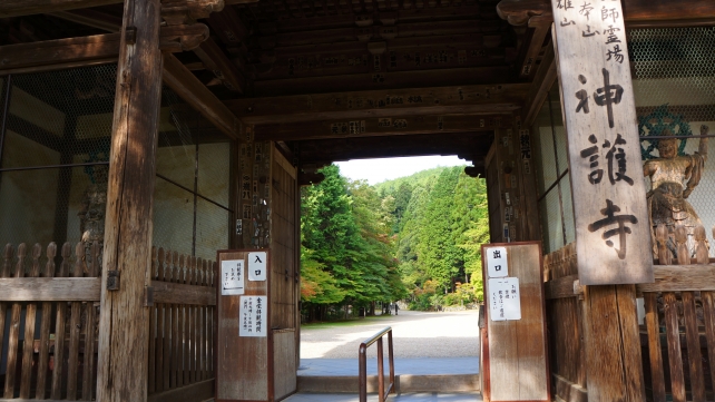 神護寺の楼門と青紅葉
