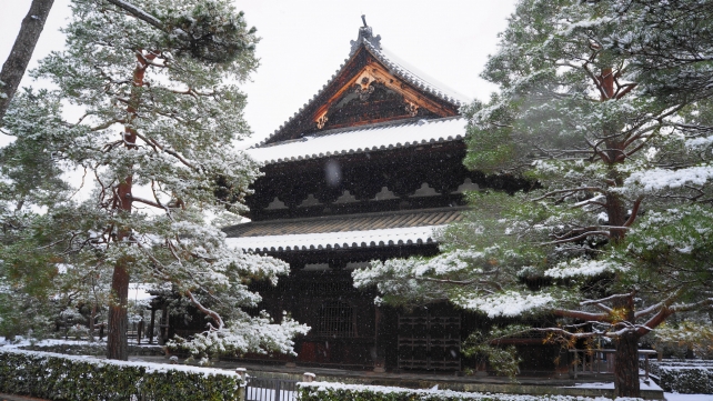 大徳寺 仏殿 雪景色
