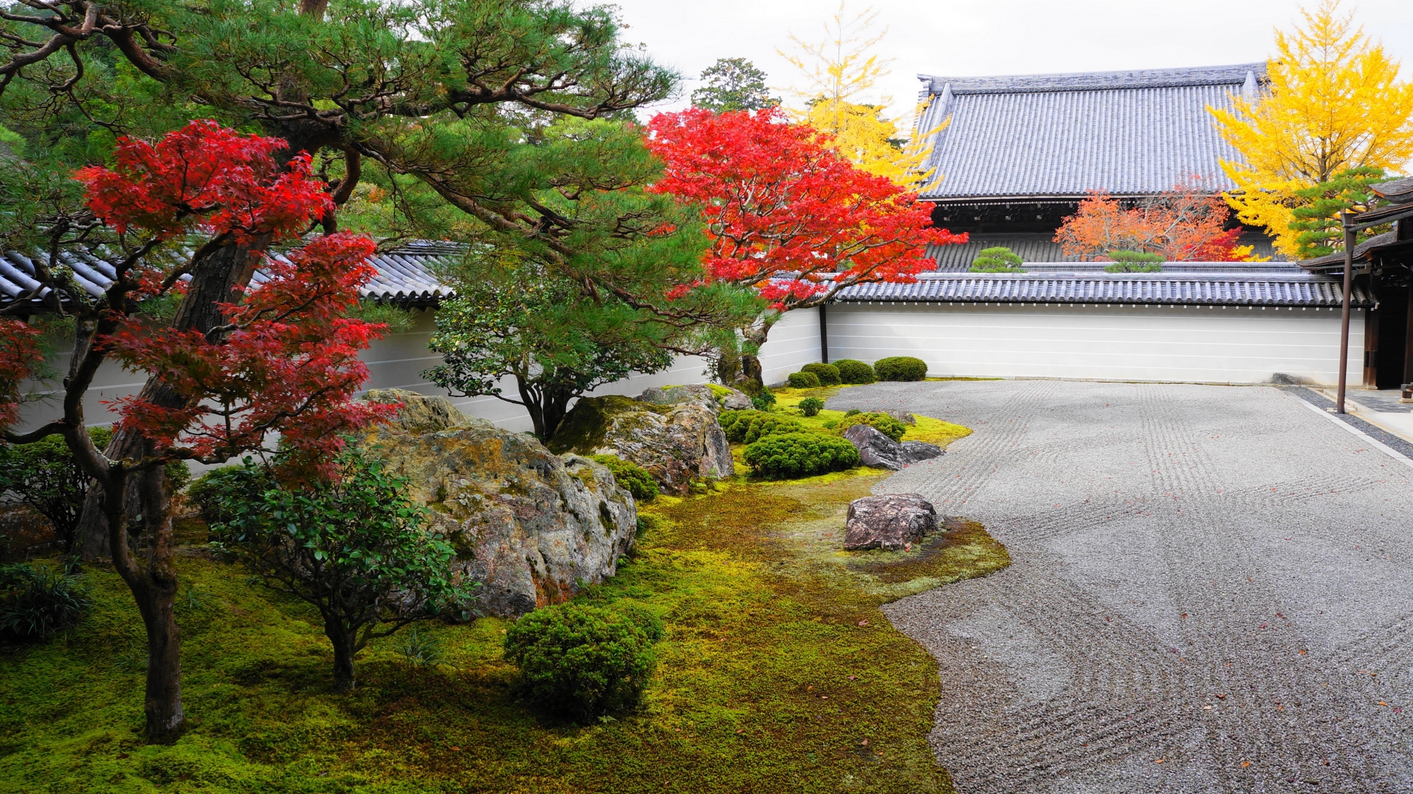 南禅寺方丈庭園の見事に色づいた紅葉
