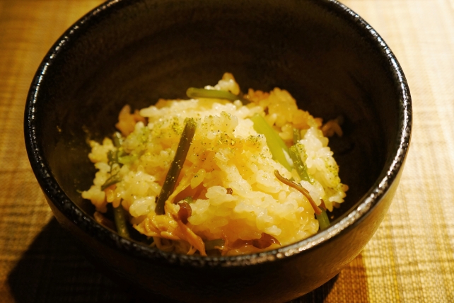 京風創作和食 川村料理平 御飯 山菜の炊き込み御飯 香物と味噌汁付