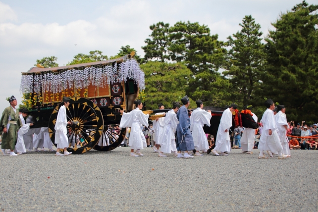 葵祭の行列の優美な牛車（ぎっしゃ）