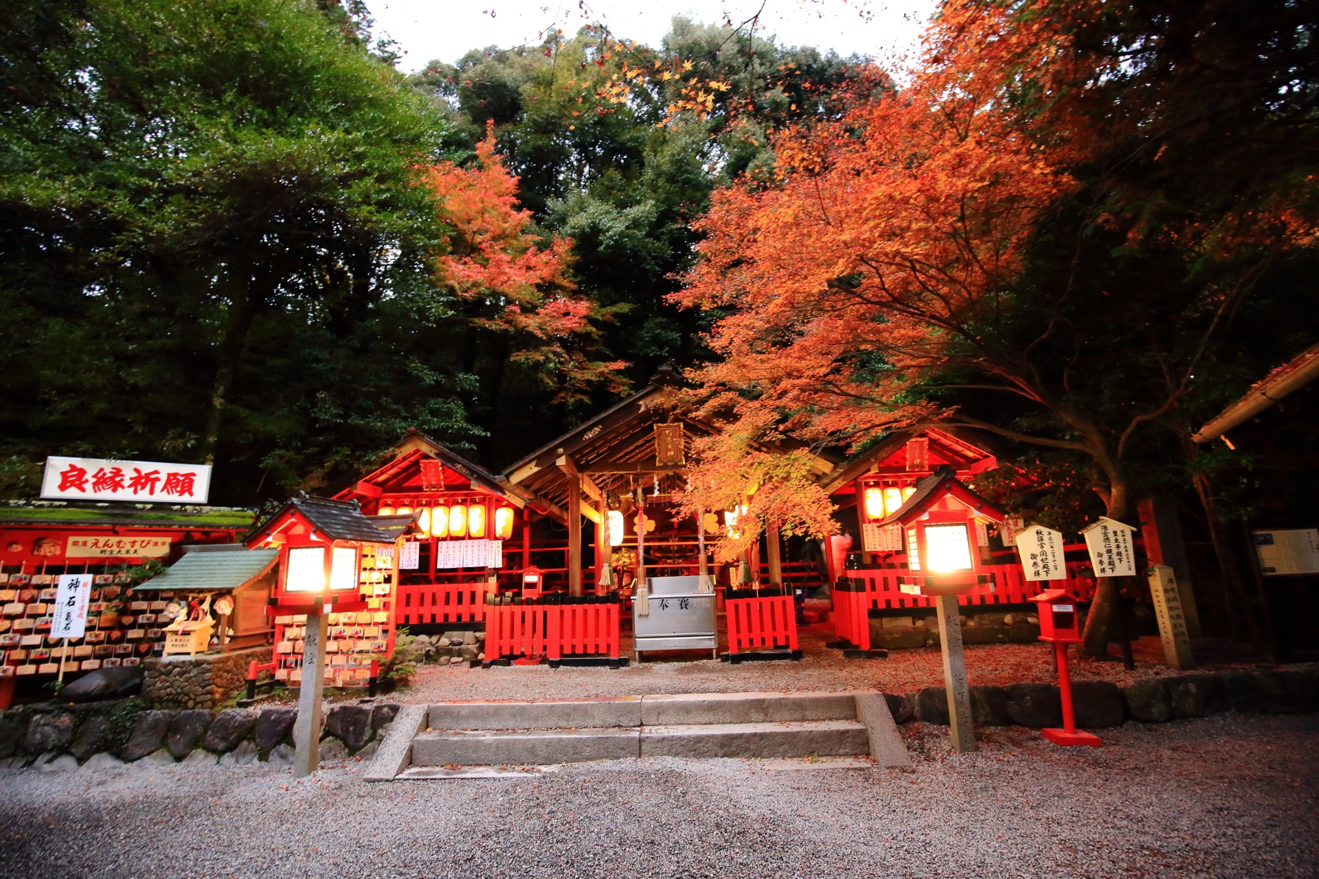 野宮神社の紅葉と淡い秋色の情景