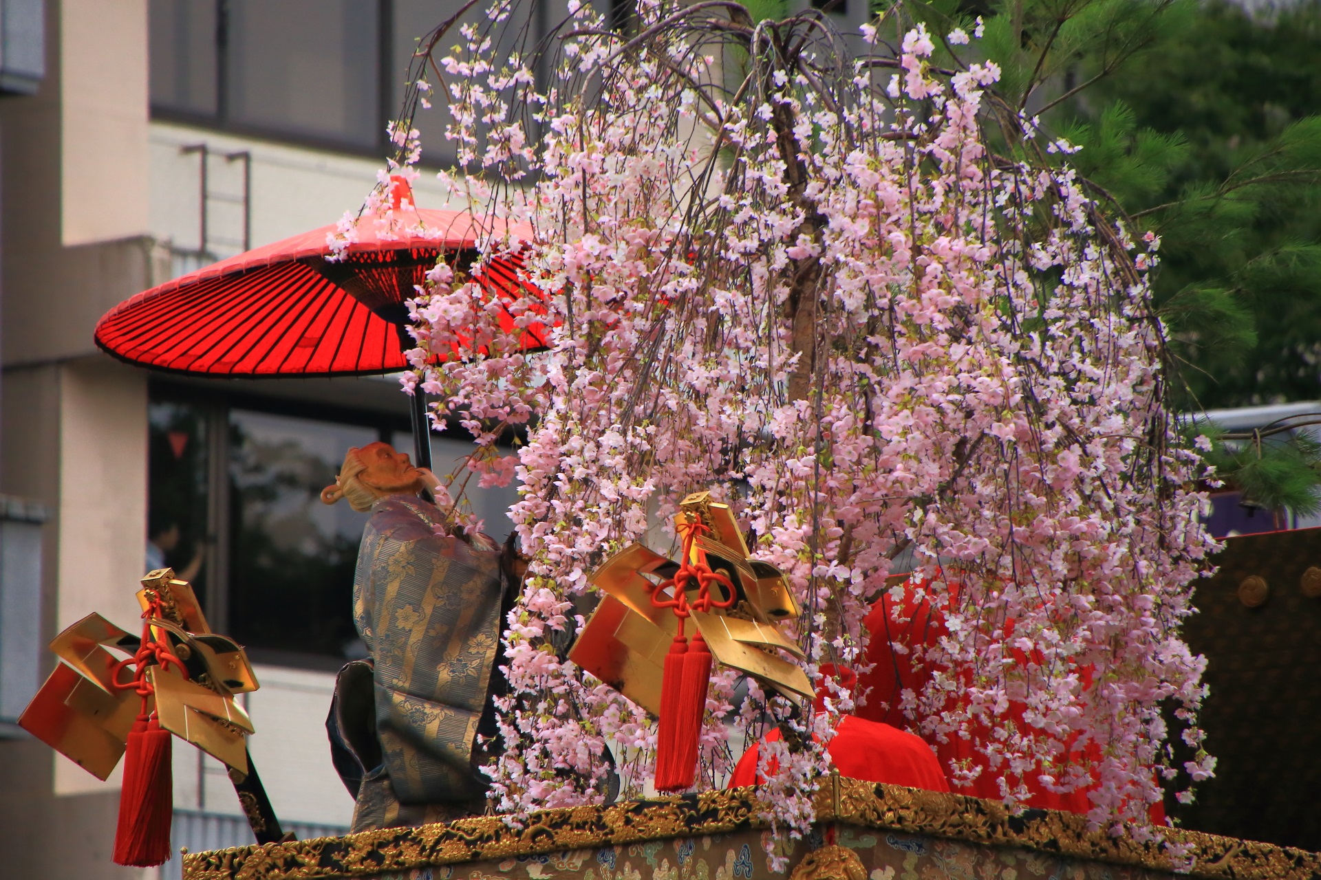 大伴黒主が桜の花を仰ぎ眺める姿を表した黒主山